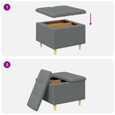 vidaXL Οθωμανικό αποθήκευσης Σκούρο Γκρι 60x60x45cm ύφασμα