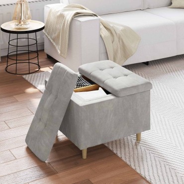 vidaXL Οθωμανικό αποθήκευσης Ανοιχτό γκρι 60x60x45cm Βελούδο