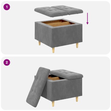 vidaXL Οθωμανικό αποθήκευσης Σκούρο Γκρι 60x60x45cm Βελούδο