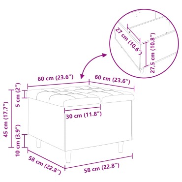 vidaXL Οθωμανικό αποθήκευσης Λευκός 60x60x45cm Τεχνητό δέρμα