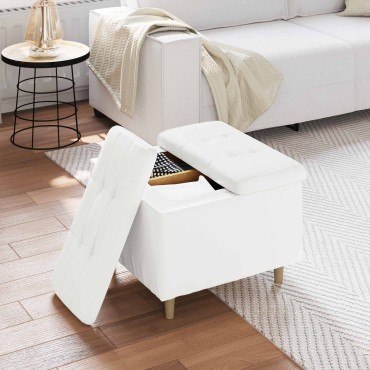 vidaXL Οθωμανικό αποθήκευσης Λευκός 60x60x45cm Τεχνητό δέρμα