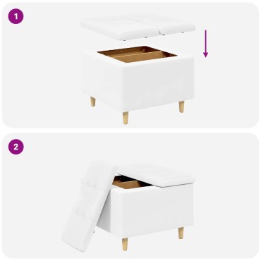 vidaXL Οθωμανικό αποθήκευσης Λευκός 60x60x45cm Τεχνητό δέρμα