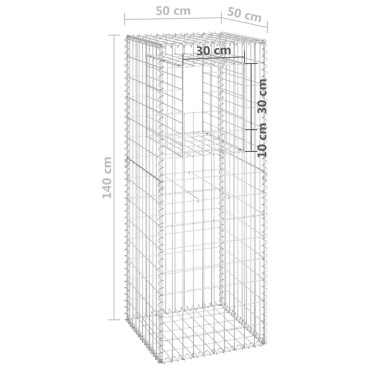 vidaXL  Συρματοκιβώτιο Στύλος 50x50x140cm Σιδερένιο