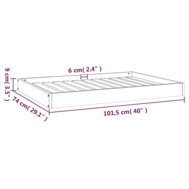 vidaXL Κρεβάτι Σκύλου Λευκό 101,5 x 74 x 9 εκ. από Μασίφ Ξύλο Πεύκου