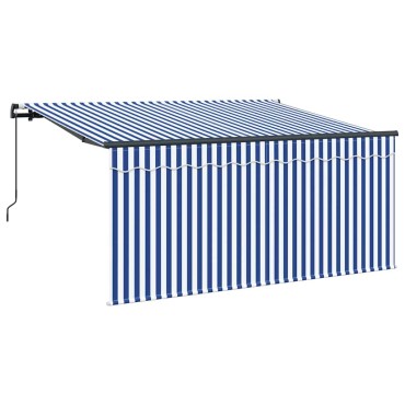 vidaXL Αναδιπλούμενη τέντα Μπλε και άσπρο 300 x 200 cm