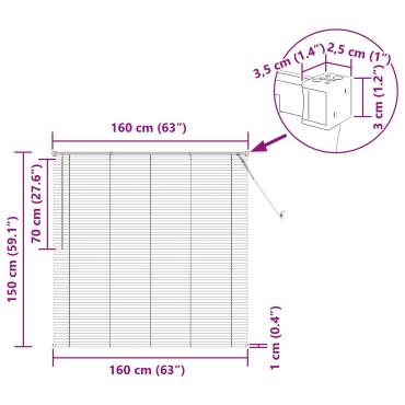 vidaXL Βενετσιάνικη Σκίαση Λευκός 150 x 160 cm 25 mm PVC