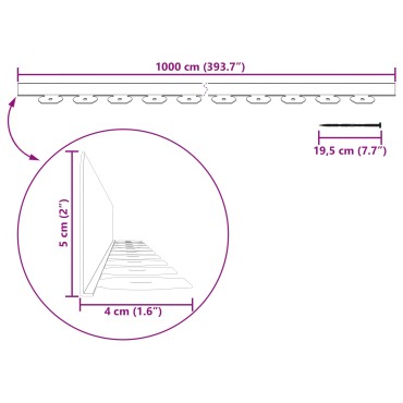 vidaXL Περιγράμματα γκαζόν Γκρι 1000 x 4 x 5 εκ Πλαστικό