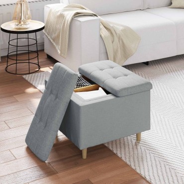 vidaXL Οθωμανικό αποθήκευσης Ανοιχτό γκρι 60x60x45cm ύφασμα