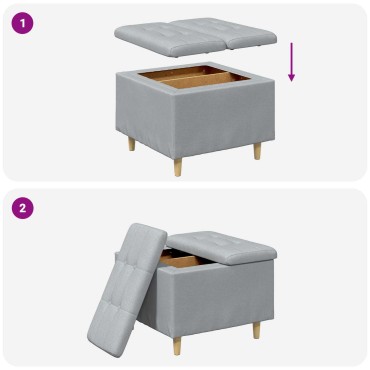 vidaXL Οθωμανικό αποθήκευσης Ανοιχτό γκρι 60x60x45cm ύφασμα