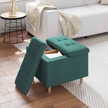 vidaXL Οθωμανικό αποθήκευσης Σκούρο Πράσινο 60x60x45cm ύφασμα