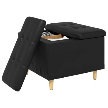 vidaXL Οθωμανικό αποθήκευσης Μαύρο 60x60x45cm Τεχνητό δέρμα
