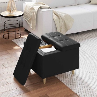 vidaXL Οθωμανικό αποθήκευσης Μαύρο 60x60x45cm Τεχνητό δέρμα