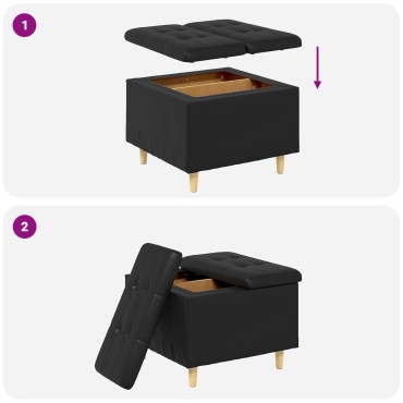 vidaXL Οθωμανικό αποθήκευσης Μαύρο 60x60x45cm Τεχνητό δέρμα