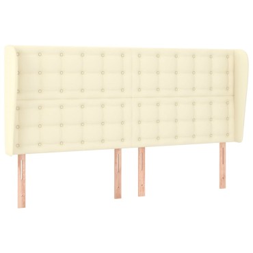 vidaXL Κεφαλάρι με Πτερύγια Κρεμ 203x23x118/128cm Συνθετικό Δέρμα 1 τεμ.