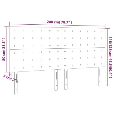 vidaXL Κεφαλάρι Κρεβατιού LED Κρεμ 200x5x118/128cm Συνθετ. Δέρμα 1 τεμ.