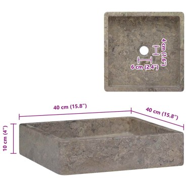 vidaXL Νιπτήρας Γκρι 40 x 40 x 10 εκ. Μαρμάρινος