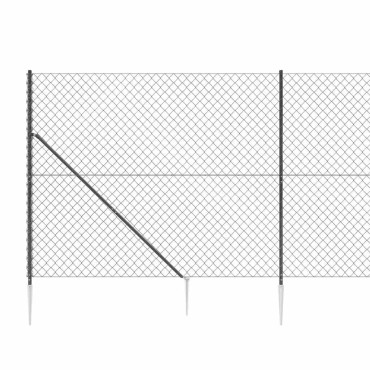 vidaXL Συρματόπλεγμα Περίφραξης Ανθρακί 1,8x25 μ. με Καρφωτές Βάσεις