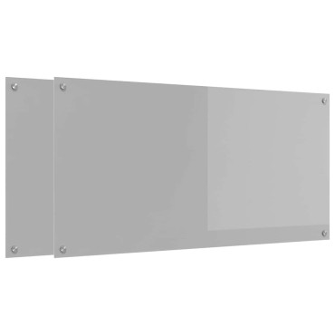 vidaXL Πλάτη κουζίνας 2 τμχ. Ανοιχτό γκρι 120 x 60 cm σκληρυμένο γυαλί