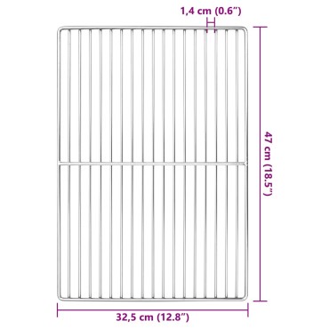 vidaXL Σχάρα ψησίματος 47 x 32,5 εκ Ανοξείδωτο Ατσάλι Ασημί