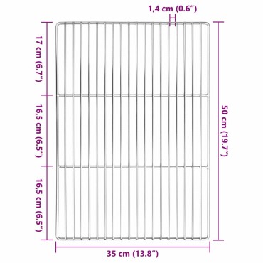 vidaXL Σχάρα ψησίματος 50 x 35 cm Ανοξείδωτο Ατσάλι Ασημί