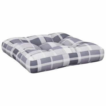 vidaXL Μαξιλάρι Παλέτας Γκρι Καρό 58x58x10cm από Ύφασμα