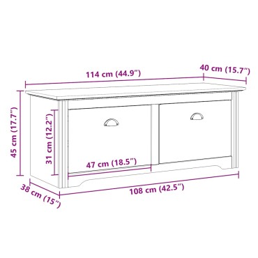 Πάγκος διαδρόμου vidaXL BODO Λευκό και καφέ 114x40x45cm