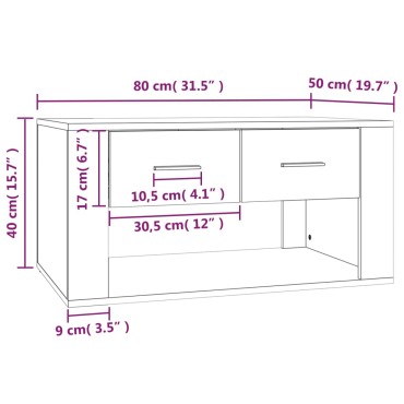 vidaXL Τραπεζάκι Σαλονιού Γκρι Sonoma 80x50x40cmΕπεξεργασμένο Ξύλο 1 τεμ.