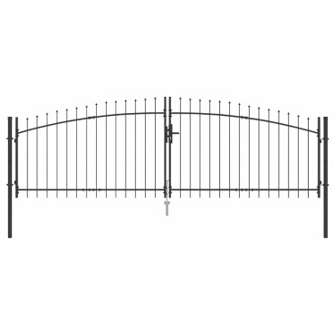 vidaXL Διπλή Πύλη WOERDEN 400 x 199.5 εκ. Ατσάλι Γκρι Κλειδώσιμο