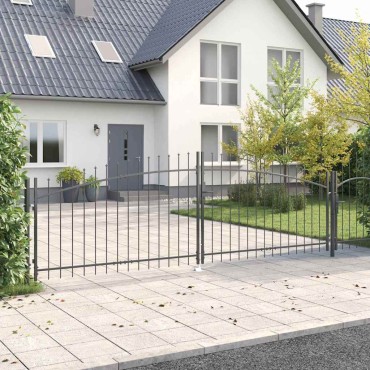 vidaXL Διπλή Πύλη WOERDEN 400 x 199.5 εκ. Ατσάλι Γκρι Κλειδώσιμο
