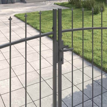vidaXL Διπλή Πύλη WOERDEN 400 x 199.5 εκ. Ατσάλι Γκρι Κλειδώσιμο