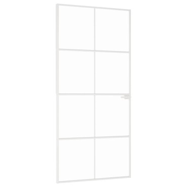 vidaXL Εσωτερική Πόρτα Λευκή 93x201,5 εκ. Ψημένο Γυαλί&Λεπτό Αλουμίνιο