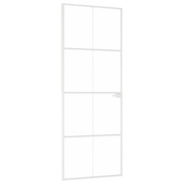 vidaXL Εσωτερική Πόρτα Λευκή 76x201,5 εκ. Ψημένο Γυαλί&Λεπτό Αλουμίνιο