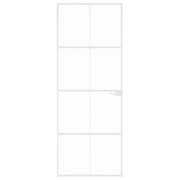 vidaXL Εσωτερική Πόρτα Λευκή 76x201,5 εκ. Ψημένο Γυαλί&Λεπτό Αλουμίνιο
