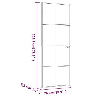 vidaXL Εσωτερική Πόρτα Λευκή 76x201,5 εκ. Ψημένο Γυαλί&Λεπτό Αλουμίνιο