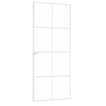vidaXL Εσωτερική Πόρτα Λευκή 83x201,5 εκ. Ψημένο Γυαλί&Λεπτό Αλουμίνιο