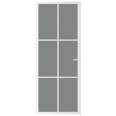 vidaXL Εσωτερική Πόρτα 83x201,5 εκ. Λευκό ESG Γυαλί και Αλουμίνιο