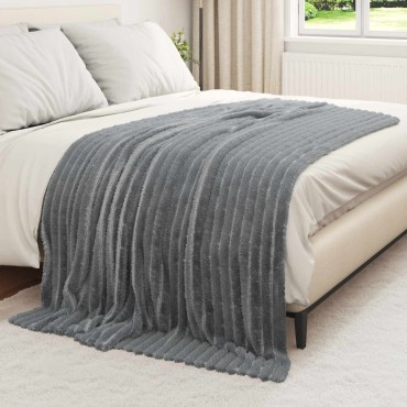 vidaXL Κουβέρτα Σκούρο Γκρι 200 x 150 cm Μαλλί
