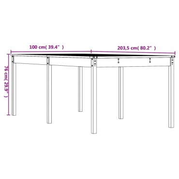 vidaXL Τραπέζι κήπου 203,5x100x76cm Douglas από μασίφ ξύλο 1 τεμ.