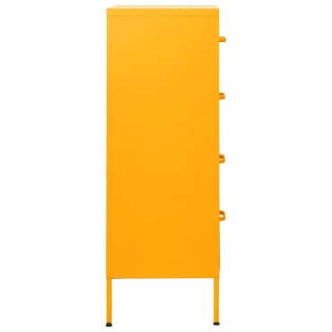 vidaXL Συρταριέρα Μουσταρδί 80x35x101,5cm από Ατσάλι 1 τεμ.