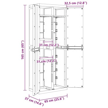 vidaXL Ντουλάπι Αποθ. Εξ. Χώρου Μαύρο 65x37x165cm Πολυπροπυλένιο 1 τεμ.