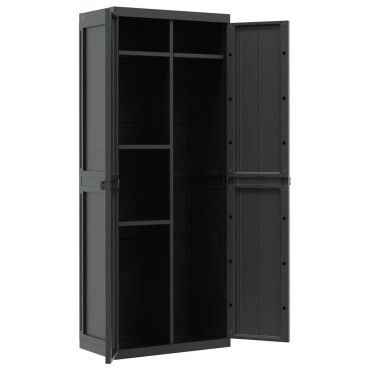 vidaXL Ντουλάπι Αποθ. Εξ. Χώρου Μαύρο 65x37x165cm Πολυπροπυλένιο 1 τεμ.