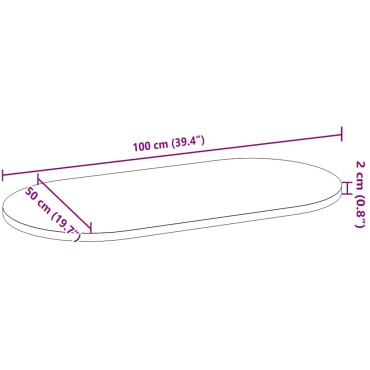 vidaXL Επιτραπέζια επιφάνεια 100x50x2cm μασίφ ξύλο δρυς οβάλ