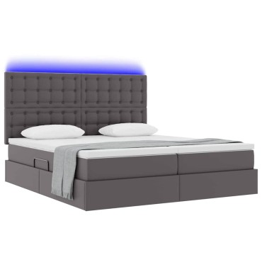 vidaXL Κρεβάτι με αποθηκευτικό χώρο και LED Γκρι 180 x 200 cm