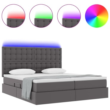 vidaXL Κρεβάτι με αποθηκευτικό χώρο και LED Γκρι 180 x 200 cm