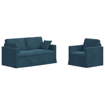 vidaXL Σετ Καναπέ 2 τεμ. Μπλε Βελούδο 158x78x80cm  Διθέσιος