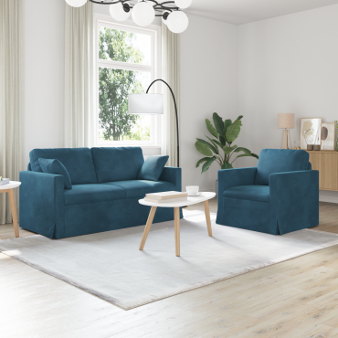 vidaXL Σετ Καναπέ 2 τεμ. Μπλε Βελούδο 158x78x80cm  Διθέσιος