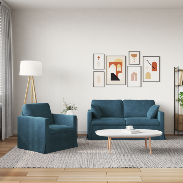 vidaXL Σετ Καναπέ 2 τεμ. Μπλε Βελούδο 158x78x80cm  Διθέσιος