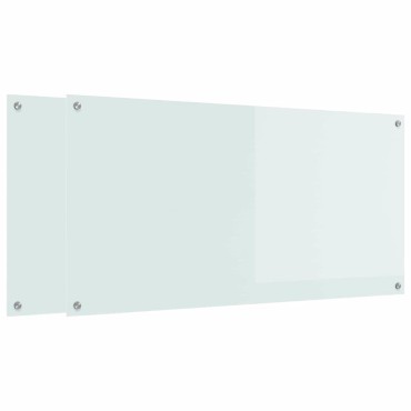 vidaXL Πλάτη κουζίνας 2 τμχ. Λευκό 120 x 60 cm σκληρυμένο γυαλί