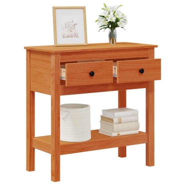 vidaXL Τραπέζι κονσόλας Κερωτό καφέ 75x35x75cm Στερεό ξύλο πεύκου 1 τεμ.