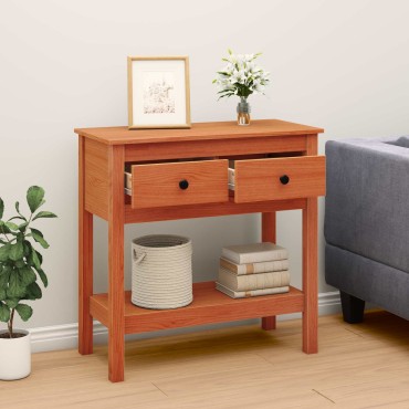 vidaXL Τραπέζι κονσόλας Κερωτό καφέ 75x35x75cm Στερεό ξύλο πεύκου 1 τεμ.